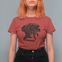 Jimothy Viral Seattle Raccoon Vintage Woodcut Style Graphic T Shirt For Women Funny Trash Panda Wildlife Meme