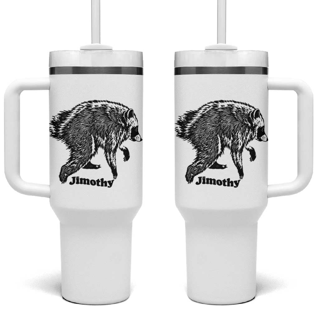 Jimothy Viral Seattle Raccoon Vintage Woodcut Style Graphic Tumbler With Handle Funny Trash Panda Wildlife Meme