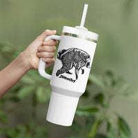 Jimothy Viral Seattle Raccoon Vintage Woodcut Style Graphic Tumbler With Handle Funny Trash Panda Wildlife Meme