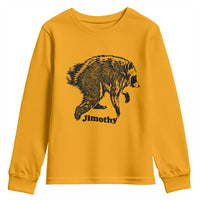 Jimothy Viral Seattle Raccoon Vintage Woodcut Style Graphic Youth Sweatshirt Funny Trash Panda Wildlife Meme