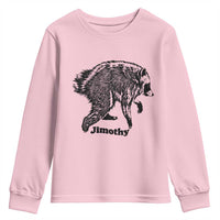 Jimothy Viral Seattle Raccoon Vintage Woodcut Style Graphic Youth Sweatshirt Funny Trash Panda Wildlife Meme