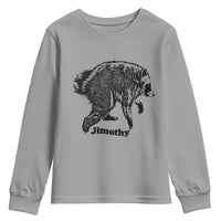 Jimothy Viral Seattle Raccoon Vintage Woodcut Style Graphic Youth Sweatshirt Funny Trash Panda Wildlife Meme