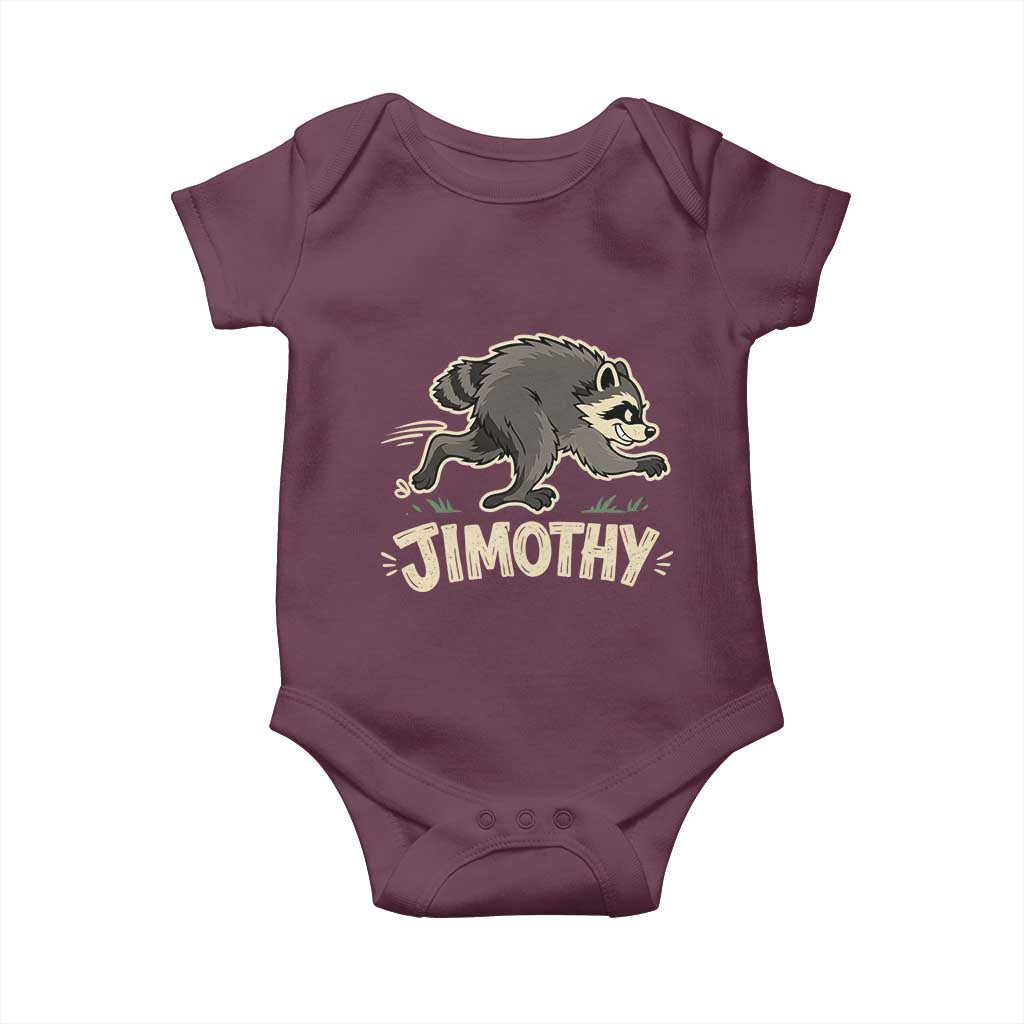 Funny Running Jimothy the Raccoon Baby Onesie Viral Seattle Trash Panda Meme