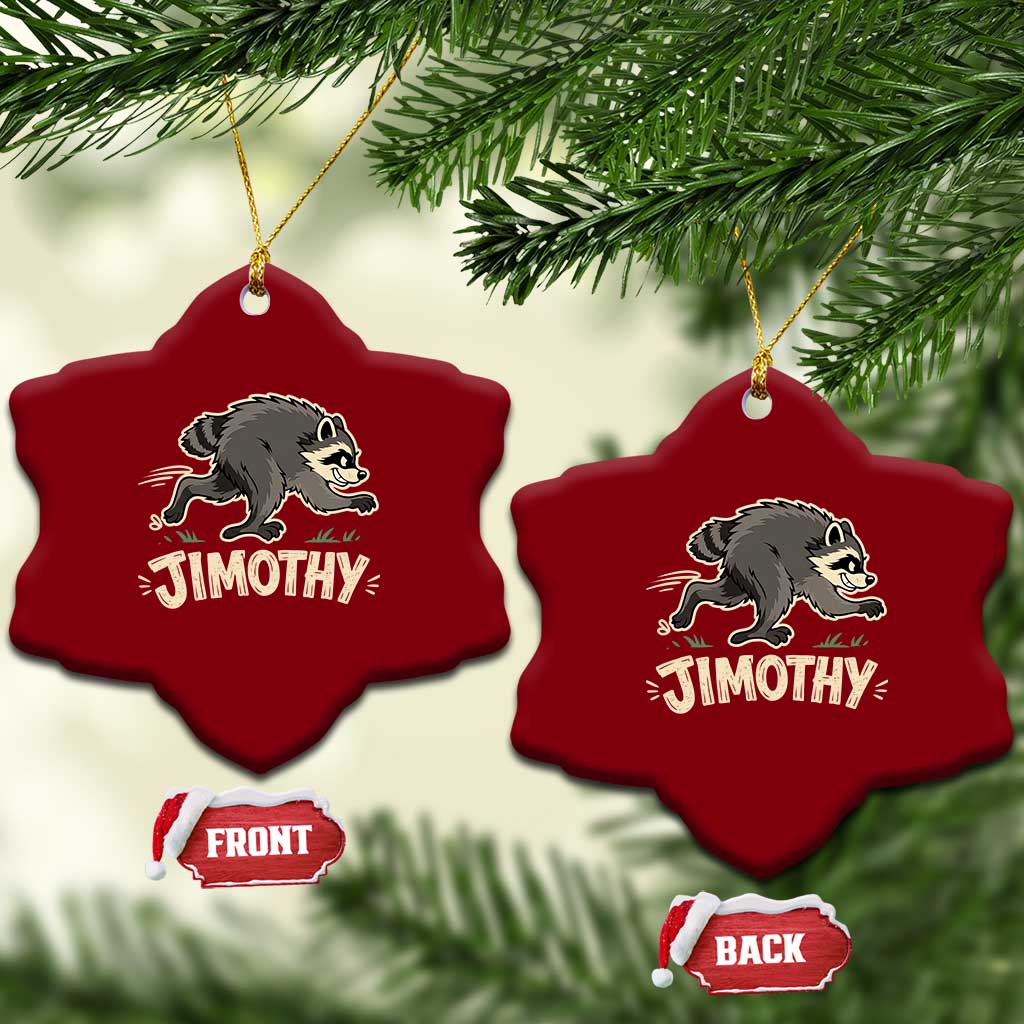 Funny Running Jimothy the Raccoon Ceramic Ornament Viral Seattle Trash Panda Meme