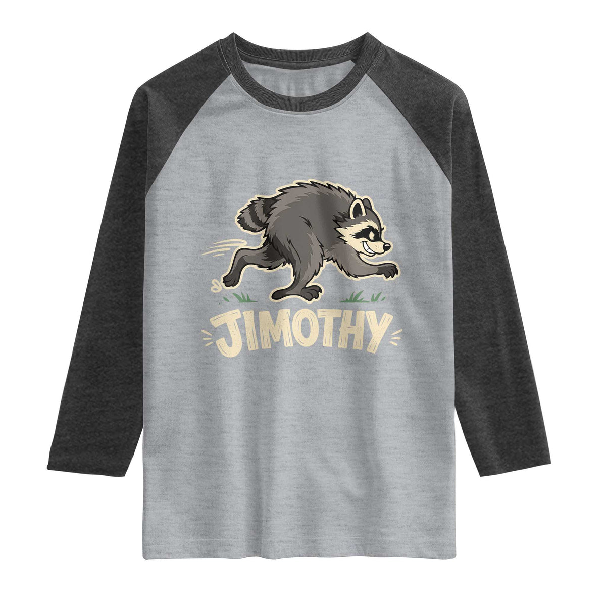 Funny Running Jimothy the Raccoon Raglan Shirt Viral Seattle Trash Panda Meme