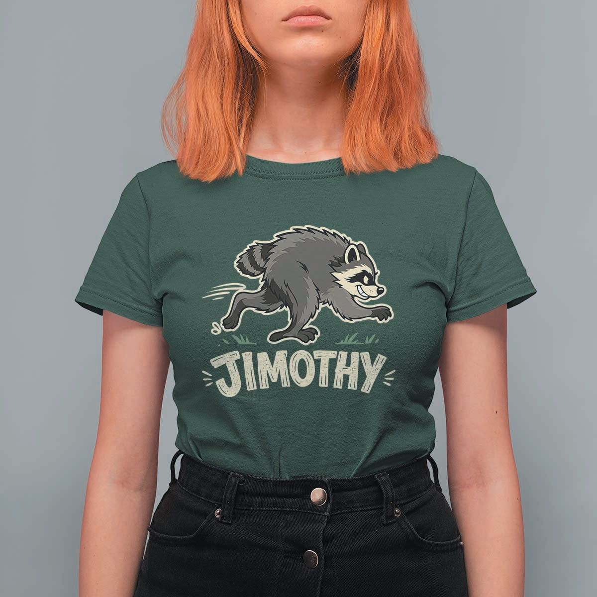 Funny Running Jimothy the Raccoon T Shirt For Women Viral Seattle Trash Panda Meme