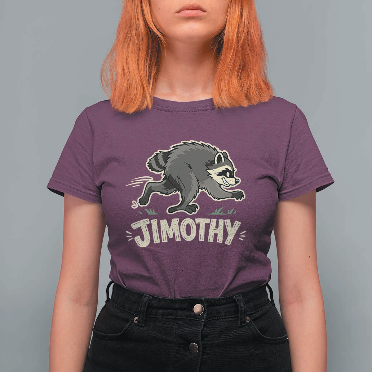 Funny Running Jimothy the Raccoon T Shirt For Women Viral Seattle Trash Panda Meme