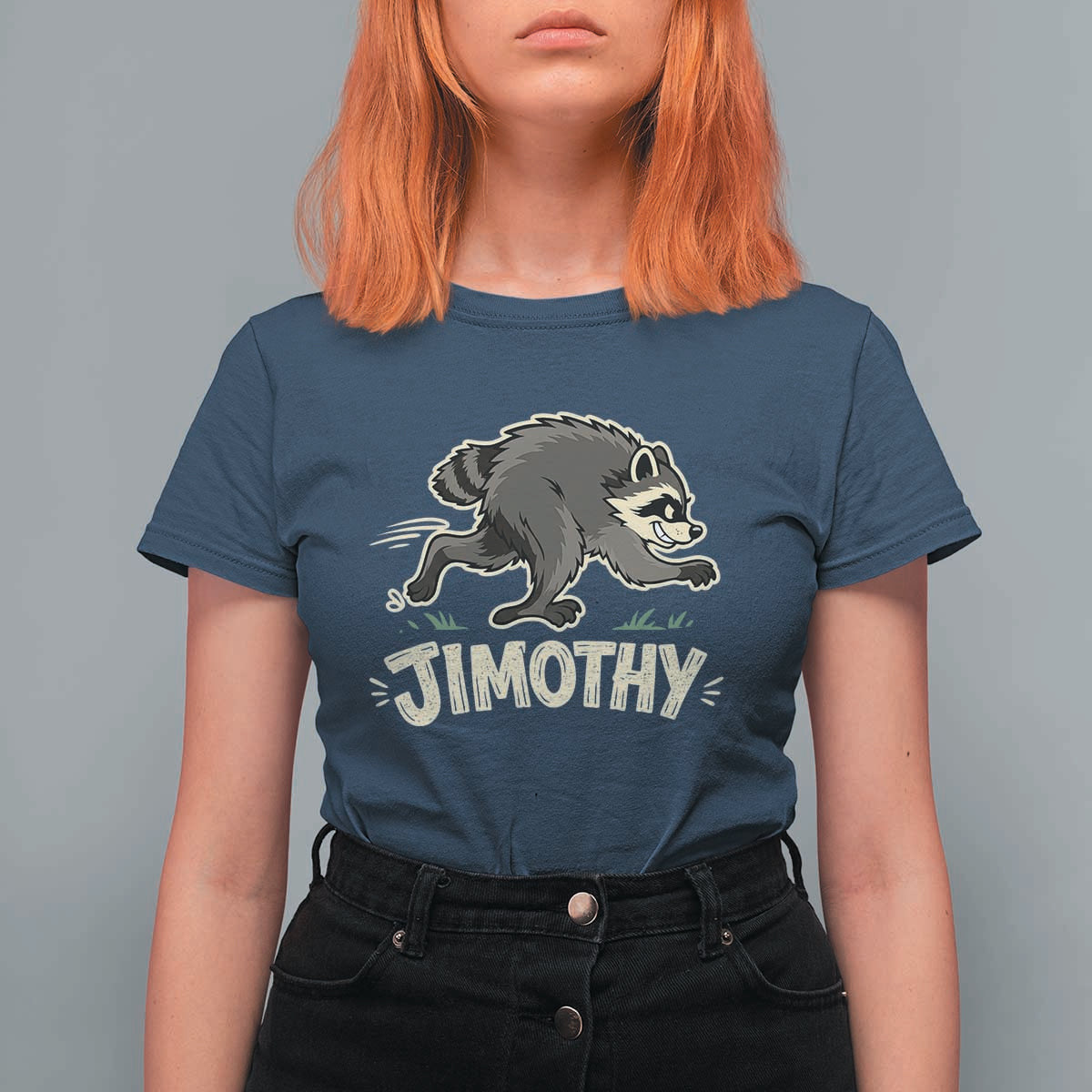 Funny Running Jimothy the Raccoon T Shirt For Women Viral Seattle Trash Panda Meme