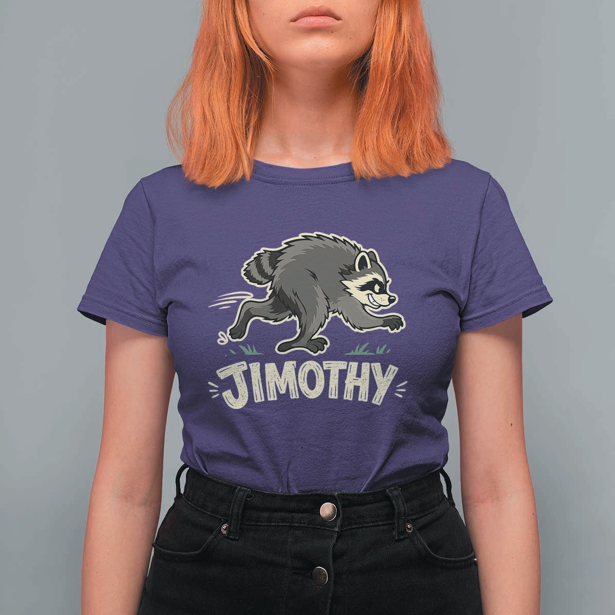 Funny Running Jimothy the Raccoon T Shirt For Women Viral Seattle Trash Panda Meme