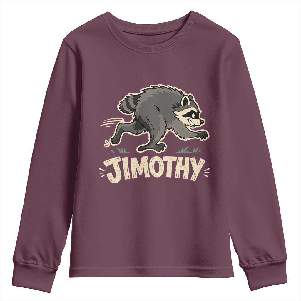 Funny Running Jimothy the Raccoon Youth Sweatshirt Viral Seattle Trash Panda Meme