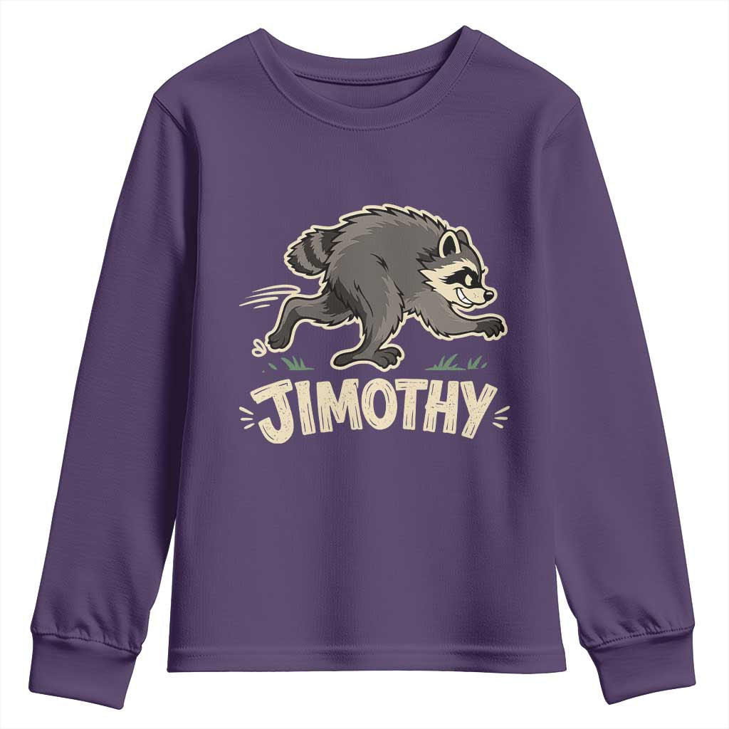 Funny Running Jimothy the Raccoon Youth Sweatshirt Viral Seattle Trash Panda Meme