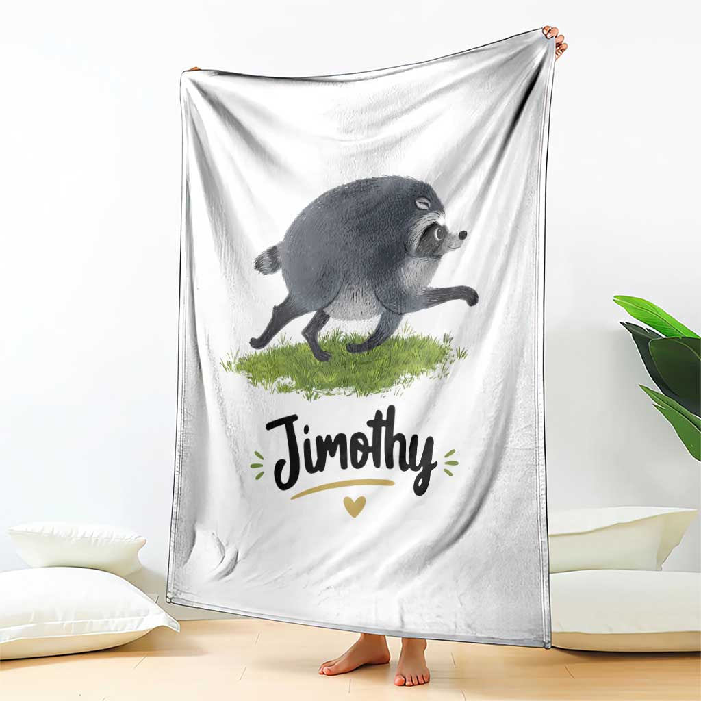 Cute Running Jimothy the Raccoon Throw Blanket Viral Seattle Trash Panda Meme