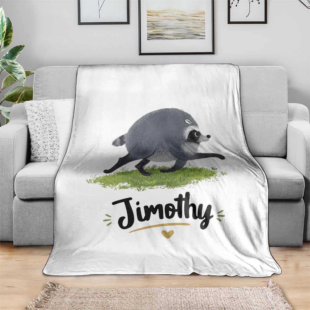 Cute Running Jimothy the Raccoon Throw Blanket Viral Seattle Trash Panda Meme