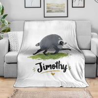 Cute Running Jimothy the Raccoon Throw Blanket Viral Seattle Trash Panda Meme