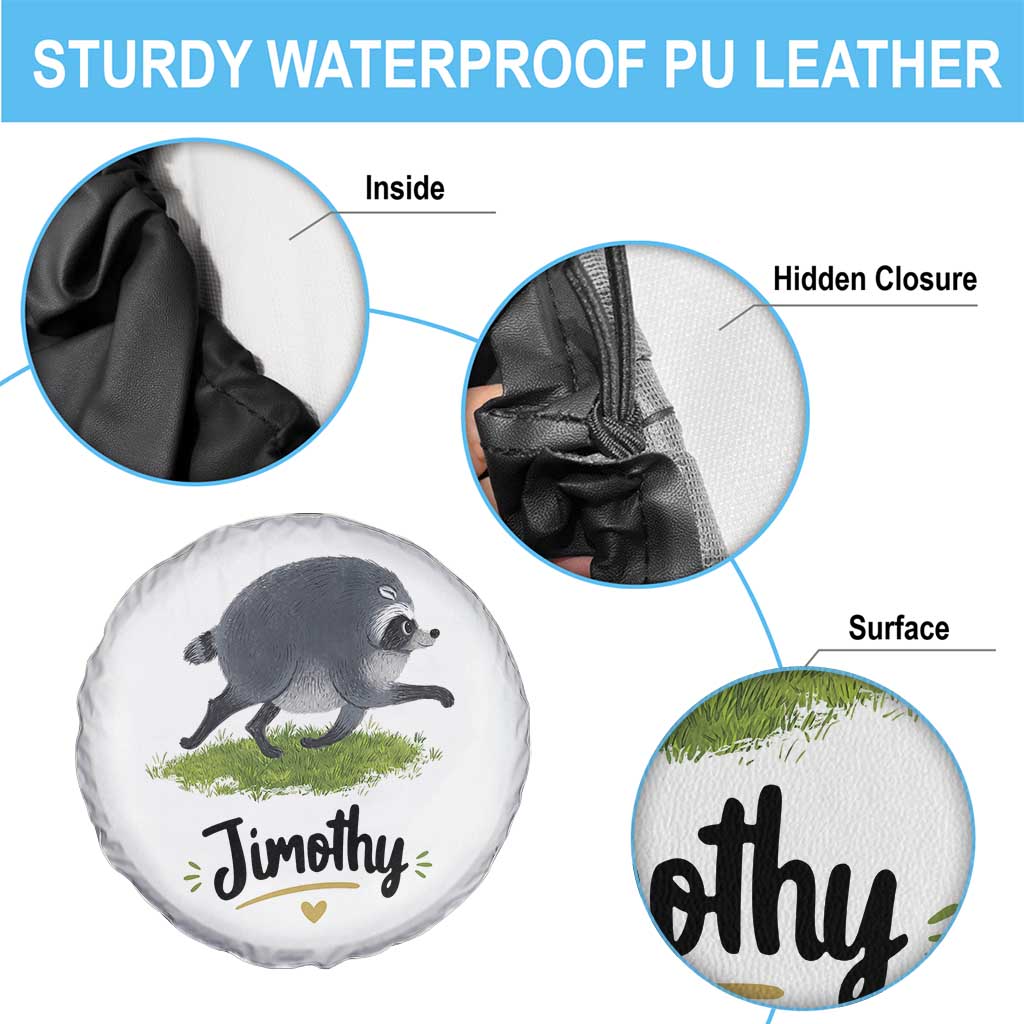 Cute Running Jimothy the Raccoon Spare Tire Cover Viral Seattle Trash Panda Meme