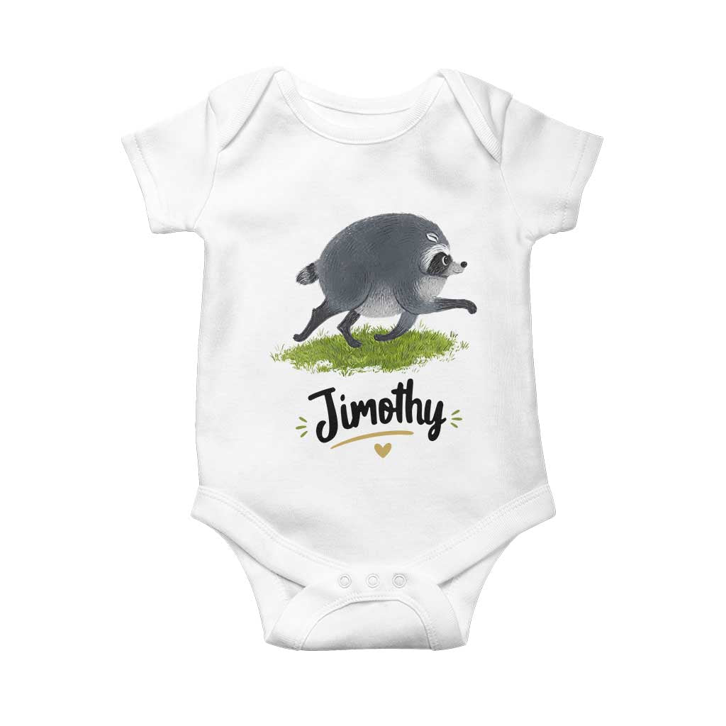 Cute Running Jimothy the Raccoon Baby Onesie Viral Seattle Trash Panda Meme
