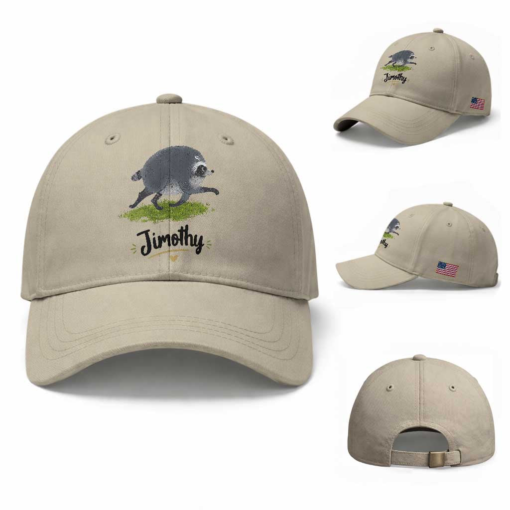 Cute Running Jimothy the Raccoon Baseball Cap Viral Seattle Trash Panda Meme