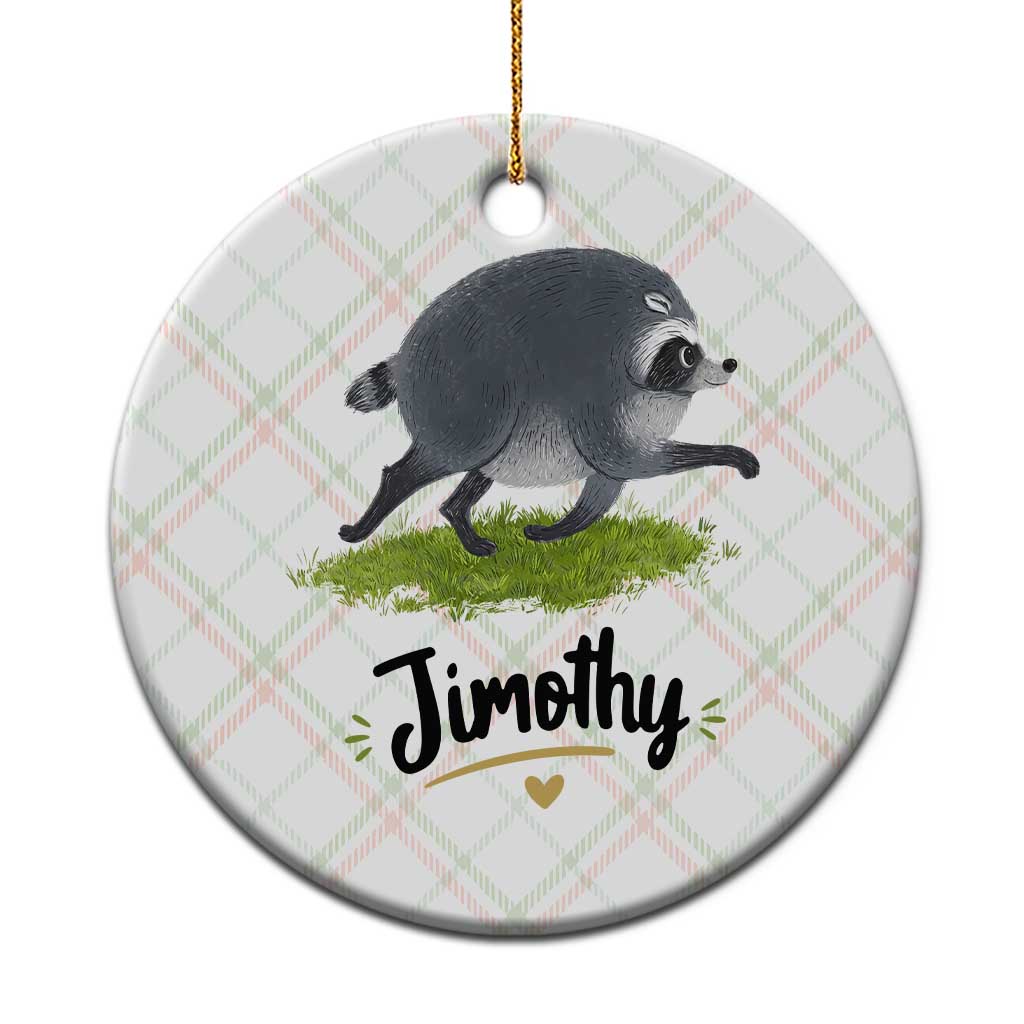 Cute Running Jimothy the Raccoon Ceramic Ornament Viral Seattle Trash Panda Meme
