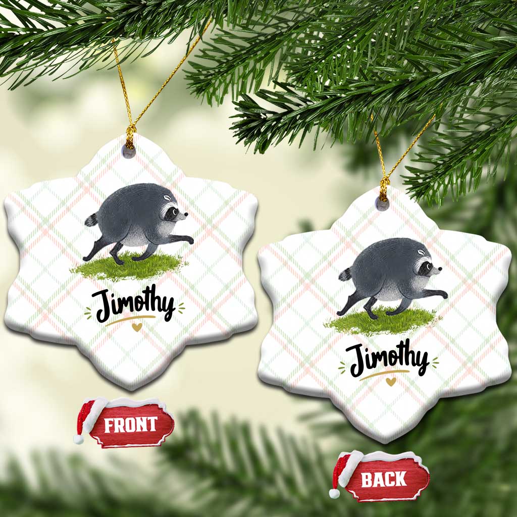 Cute Running Jimothy the Raccoon Ceramic Ornament Viral Seattle Trash Panda Meme