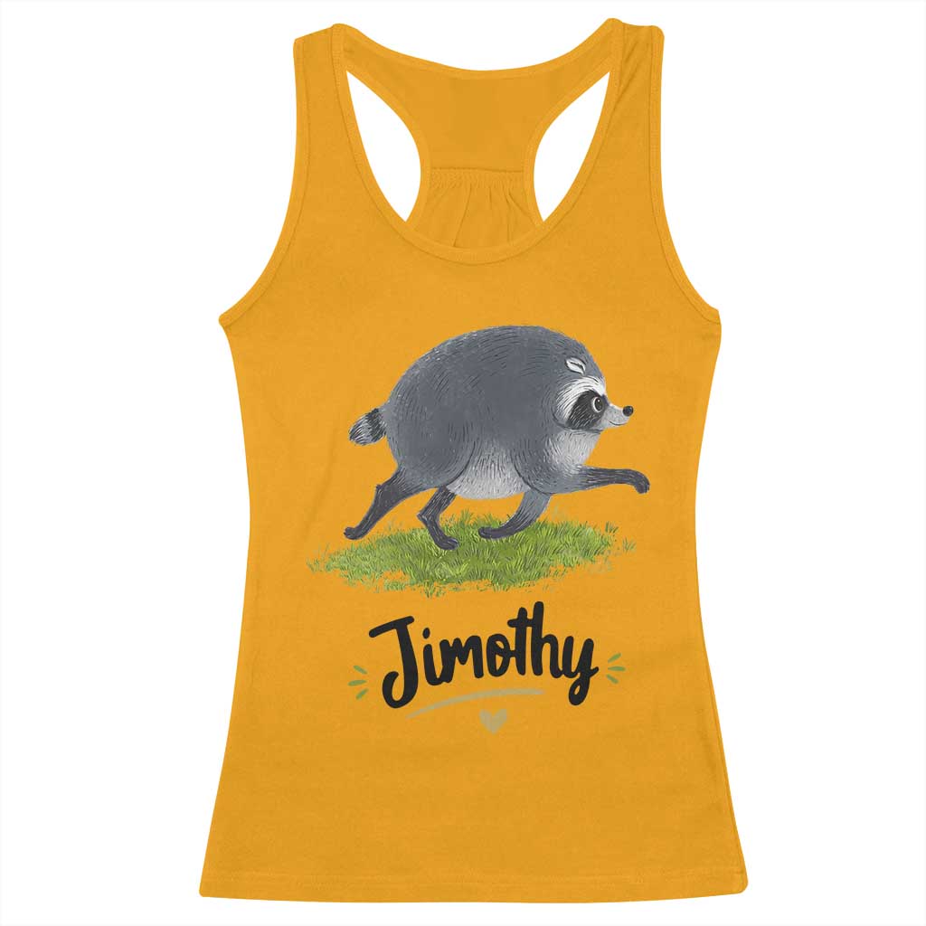 Cute Running Jimothy the Raccoon Racerback Tank Top Viral Seattle Trash Panda Meme