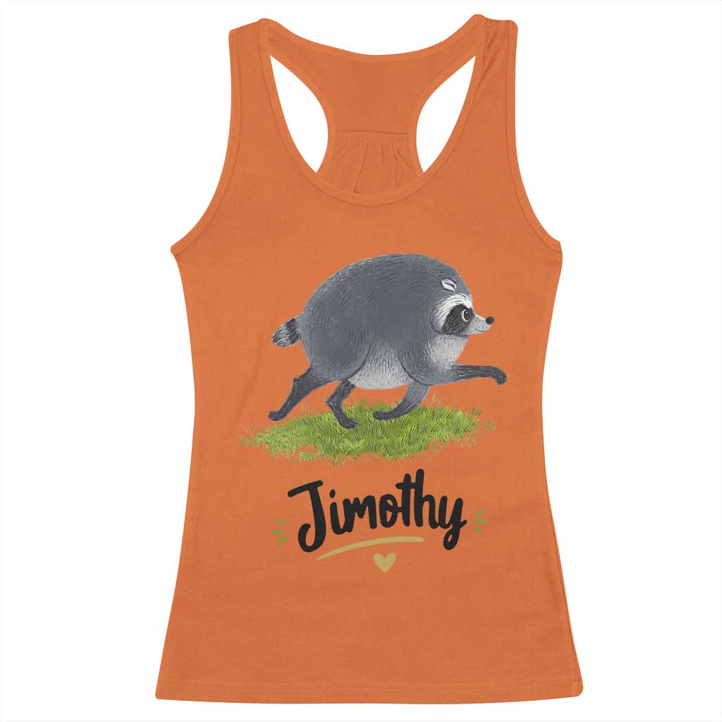 Cute Running Jimothy the Raccoon Racerback Tank Top Viral Seattle Trash Panda Meme
