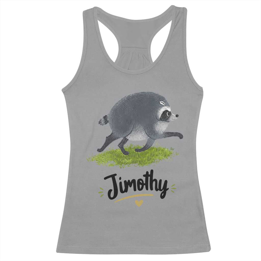 Cute Running Jimothy the Raccoon Racerback Tank Top Viral Seattle Trash Panda Meme