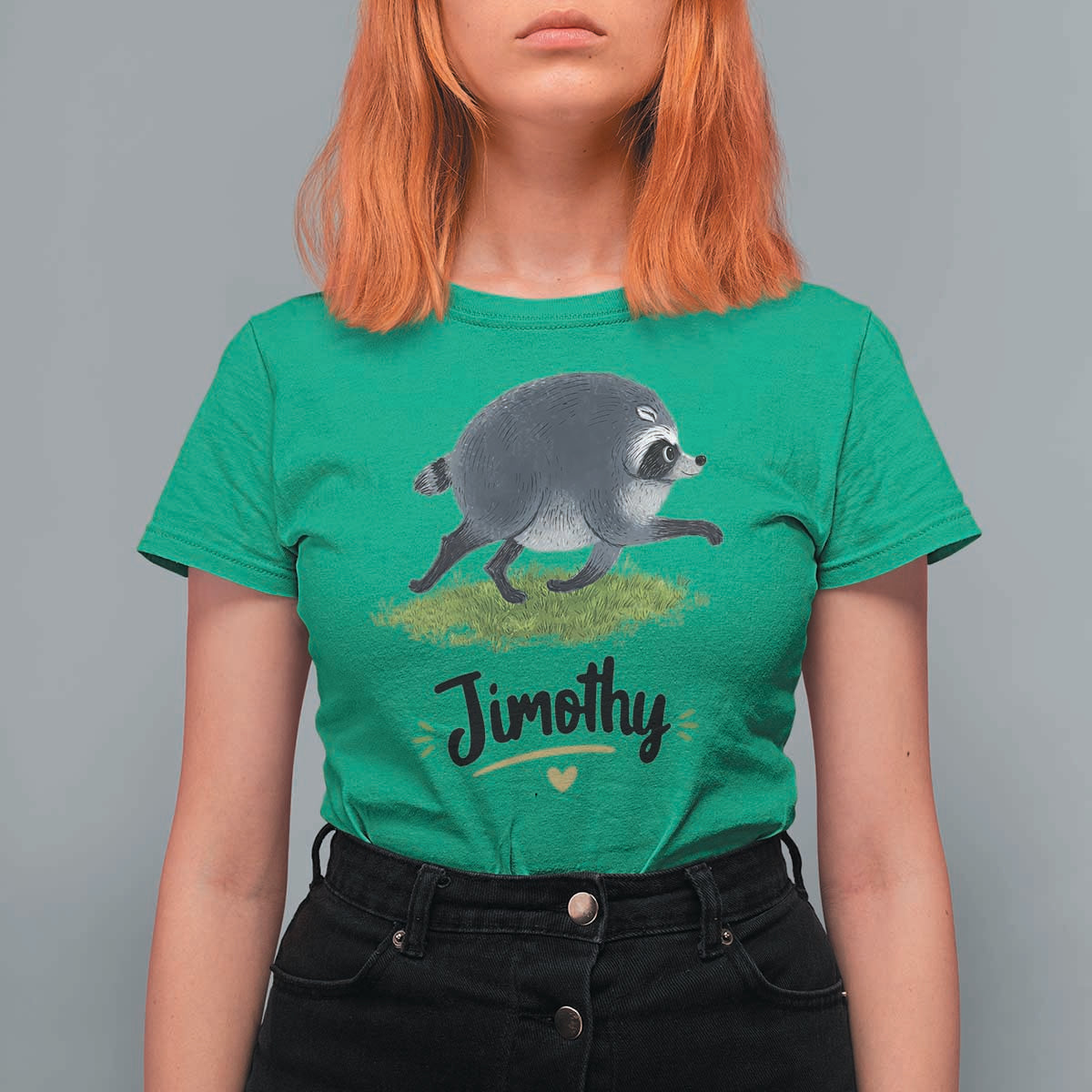 Cute Running Jimothy the Raccoon T Shirt For Women Viral Seattle Trash Panda Meme