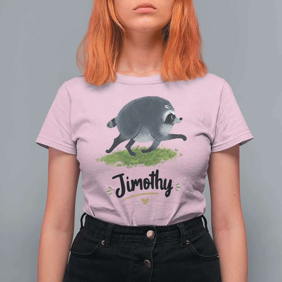 Cute Running Jimothy the Raccoon T Shirt For Women Viral Seattle Trash Panda Meme