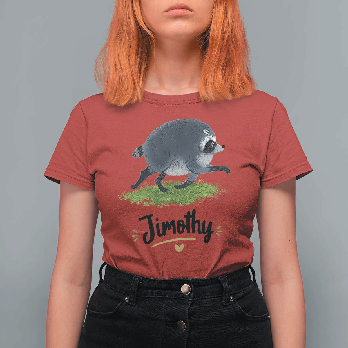 Cute Running Jimothy the Raccoon T Shirt For Women Viral Seattle Trash Panda Meme