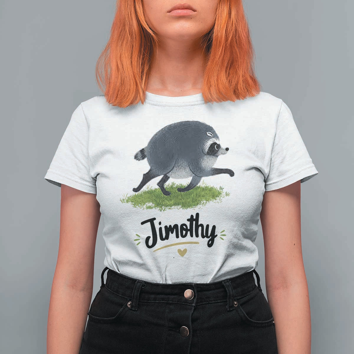 Cute Running Jimothy the Raccoon T Shirt For Women Viral Seattle Trash Panda Meme