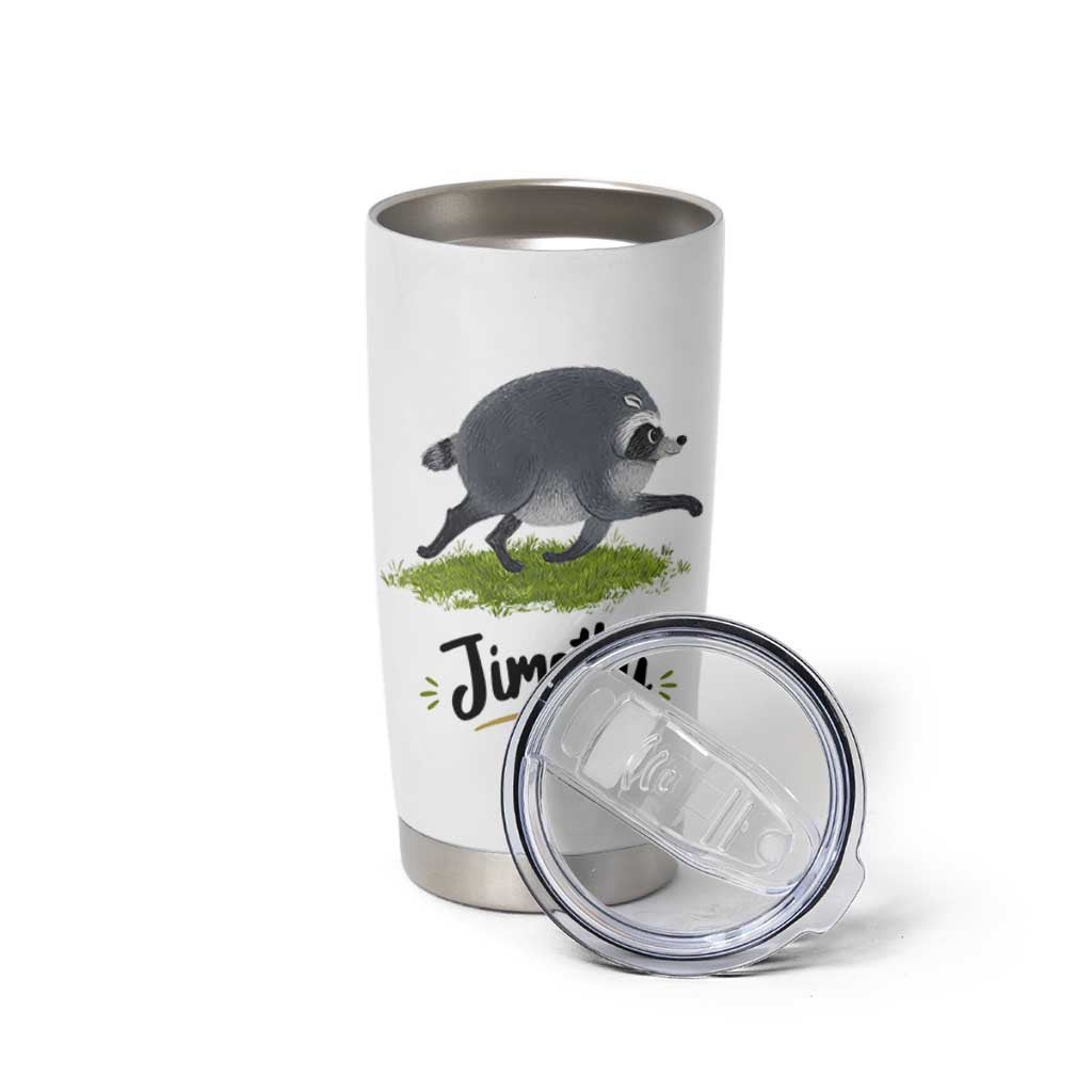 Cute Running Jimothy the Raccoon Tumbler Cup Viral Seattle Trash Panda Meme