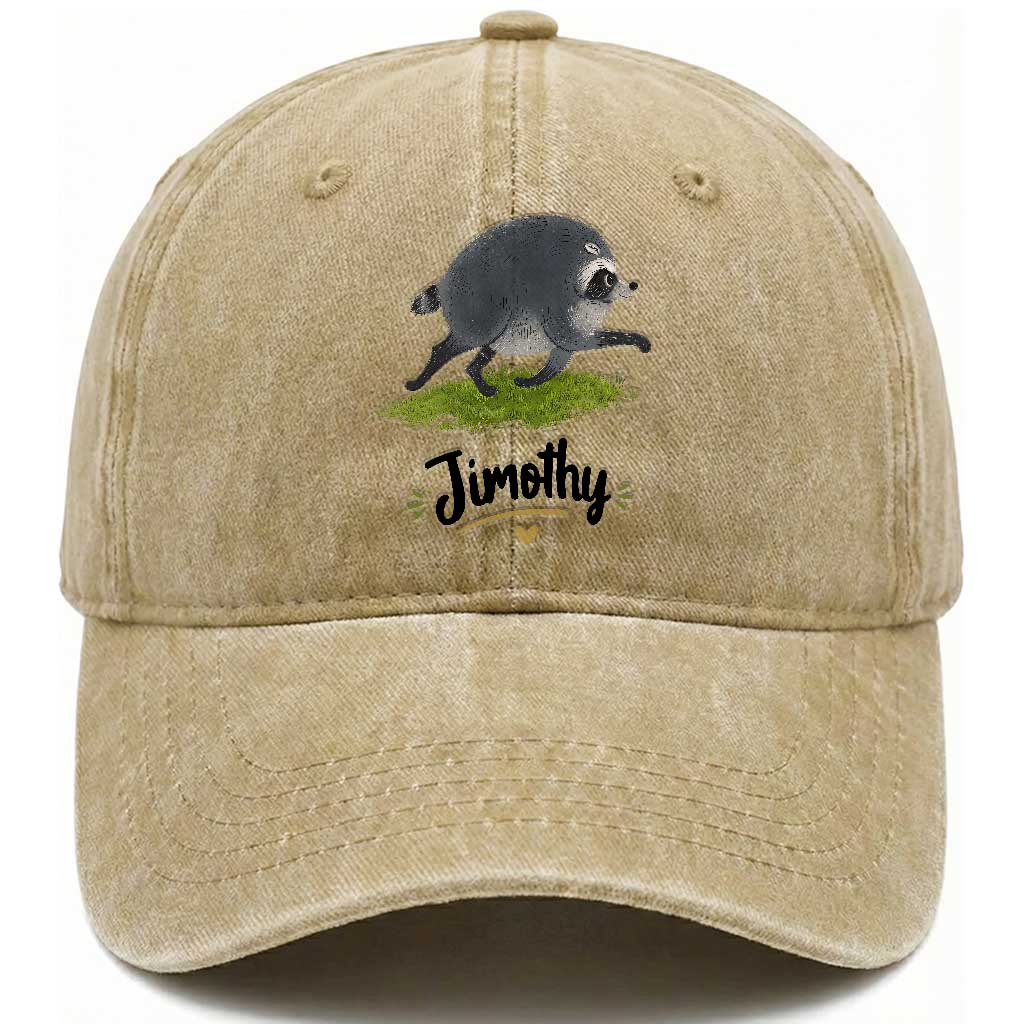 Cute Running Jimothy the Raccoon Washed Cotton Baseball Cap Viral Seattle Trash Panda Meme