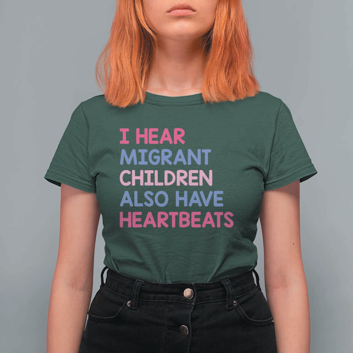 I Hear Migrant Children Also Have Heartbeats T Shirt For Women Sarcastic Human Rights Activism