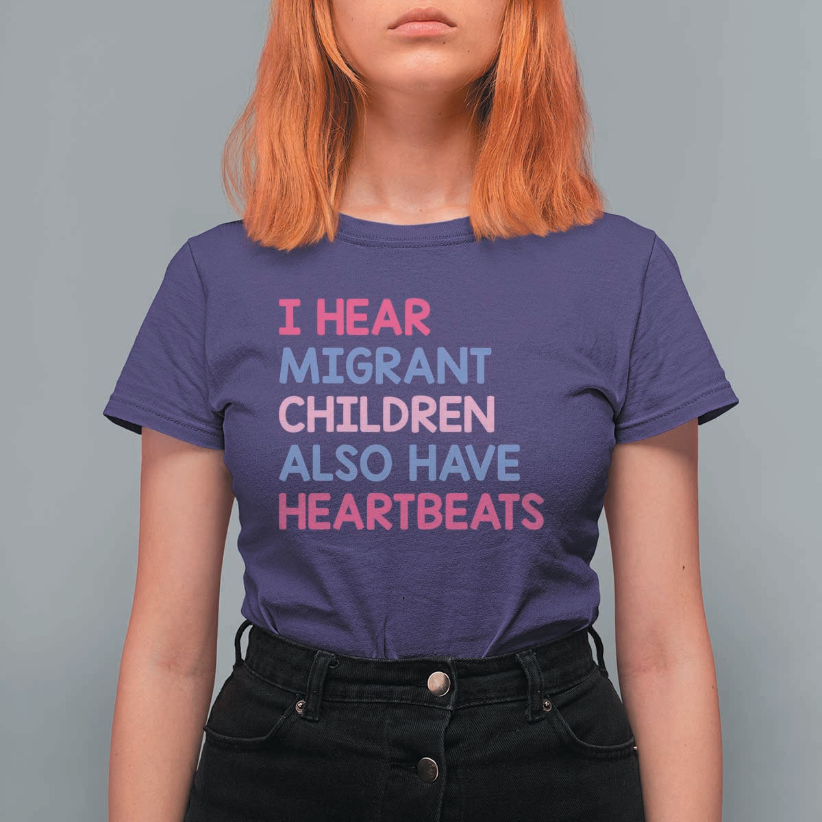 I Hear Migrant Children Also Have Heartbeats T Shirt For Women Sarcastic Human Rights Activism