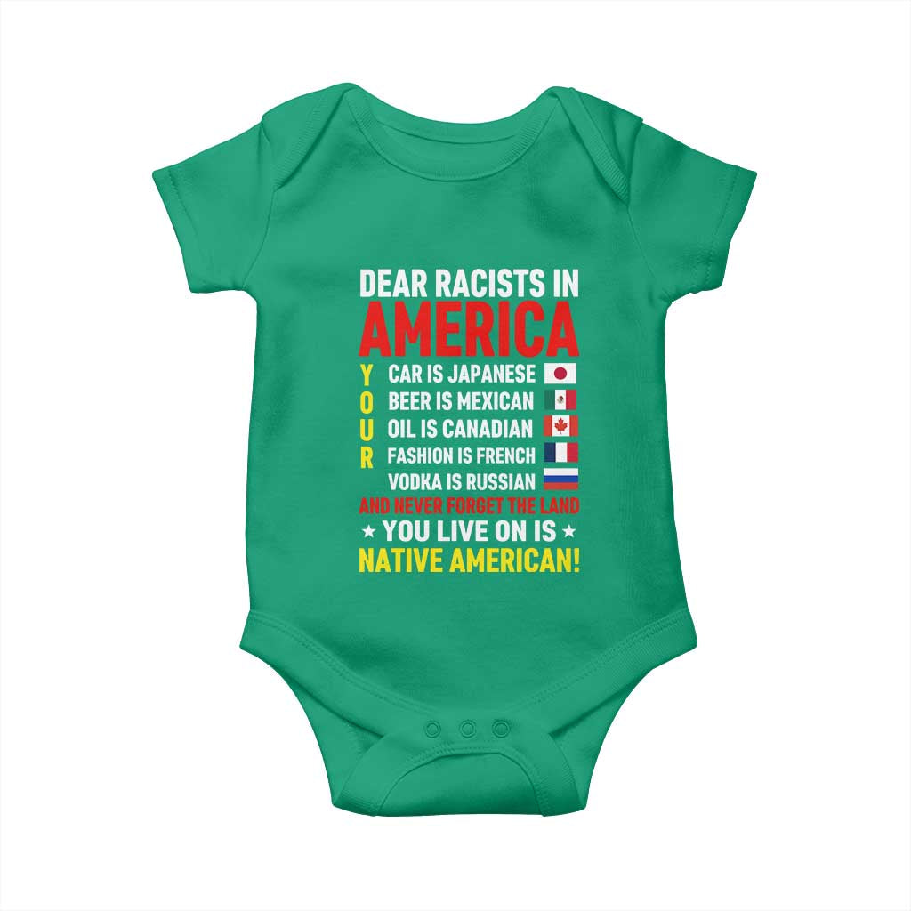 Dear Racists In America Land You Live On Is Native American Baby Onesie Anti Racism Social Justice