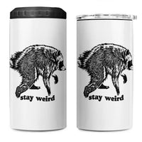 Stay Weird Jimothy the Raccoon Vintage Woodcut Style Graphic 4 in 1 Can Cooler Tumbler Funny Seattle Trash Panda Meme