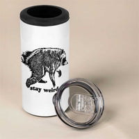Stay Weird Jimothy the Raccoon Vintage Woodcut Style Graphic 4 in 1 Can Cooler Tumbler Funny Seattle Trash Panda Meme