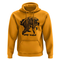Stay Weird Jimothy the Raccoon Vintage Woodcut Style Graphic Hoodie Funny Seattle Trash Panda Meme