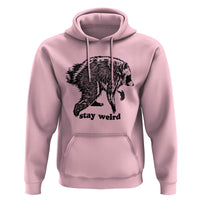 Stay Weird Jimothy the Raccoon Vintage Woodcut Style Graphic Hoodie Funny Seattle Trash Panda Meme
