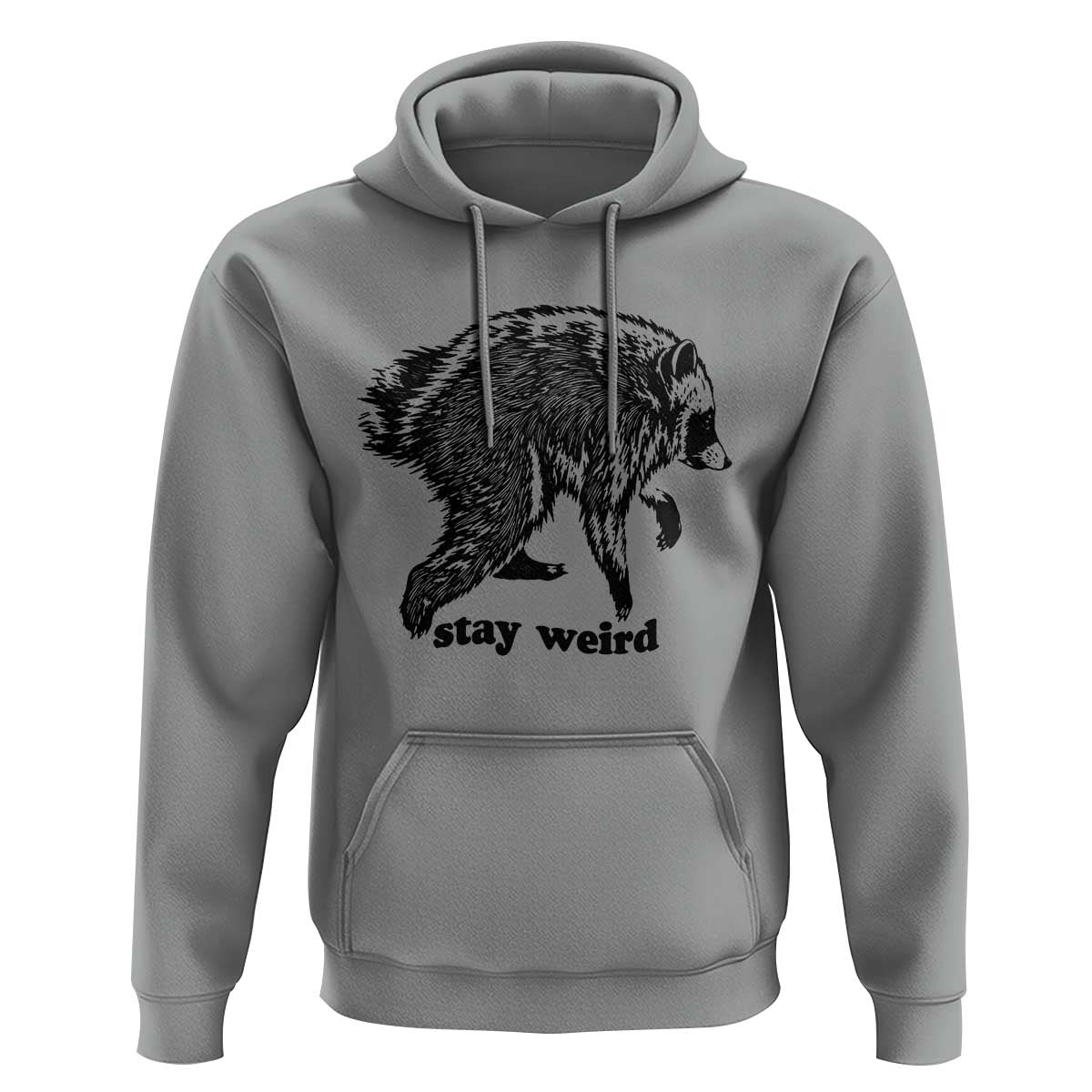 Stay Weird Jimothy the Raccoon Vintage Woodcut Style Graphic Hoodie Funny Seattle Trash Panda Meme