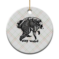 Stay Weird Jimothy the Raccoon Vintage Woodcut Style Graphic Ceramic Ornament Funny Seattle Trash Panda Meme
