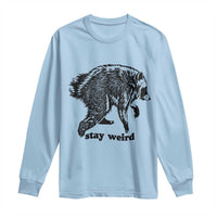 Stay Weird Jimothy the Raccoon Vintage Woodcut Style Graphic Long Sleeve Shirt Funny Seattle Trash Panda Meme