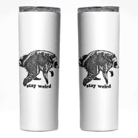 Stay Weird Jimothy the Raccoon Vintage Woodcut Style Graphic Skinny Tumbler Funny Seattle Trash Panda Meme