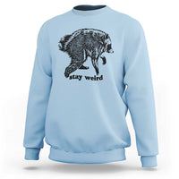 Stay Weird Jimothy the Raccoon Vintage Woodcut Style Graphic Sweatshirt Funny Seattle Trash Panda Meme