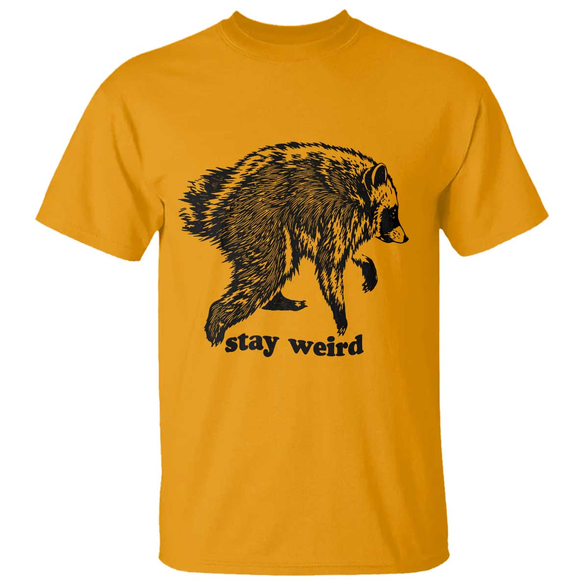 Stay Weird Jimothy the Raccoon Vintage Woodcut Style Graphic T Shirt Funny Seattle Trash Panda Meme