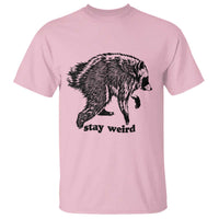 Stay Weird Jimothy the Raccoon Vintage Woodcut Style Graphic T Shirt Funny Seattle Trash Panda Meme
