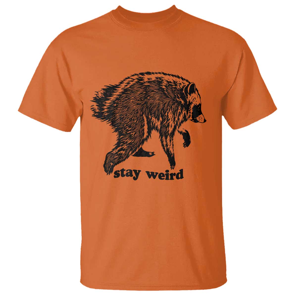 Stay Weird Jimothy the Raccoon Vintage Woodcut Style Graphic T Shirt Funny Seattle Trash Panda Meme