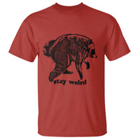 Stay Weird Jimothy the Raccoon Vintage Woodcut Style Graphic T Shirt Funny Seattle Trash Panda Meme