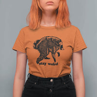 Stay Weird Jimothy the Raccoon Vintage Woodcut Style Graphic T Shirt For Women Funny Seattle Trash Panda Meme