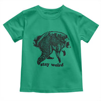 Stay Weird Jimothy the Raccoon Vintage Woodcut Style Graphic Toddler T Shirt Funny Seattle Trash Panda Meme